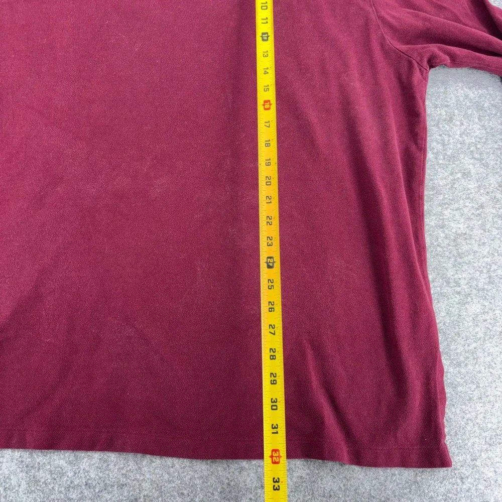 Ralph Lauren Mens XXL Long Sleeve Polo Shirt Burgundy Maroon Cotton Pique Y2K